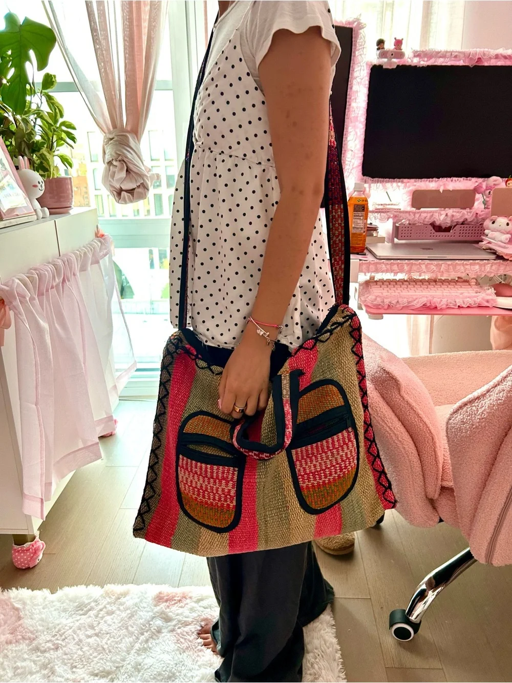 Handwoven Blanket Striped Tote Bag